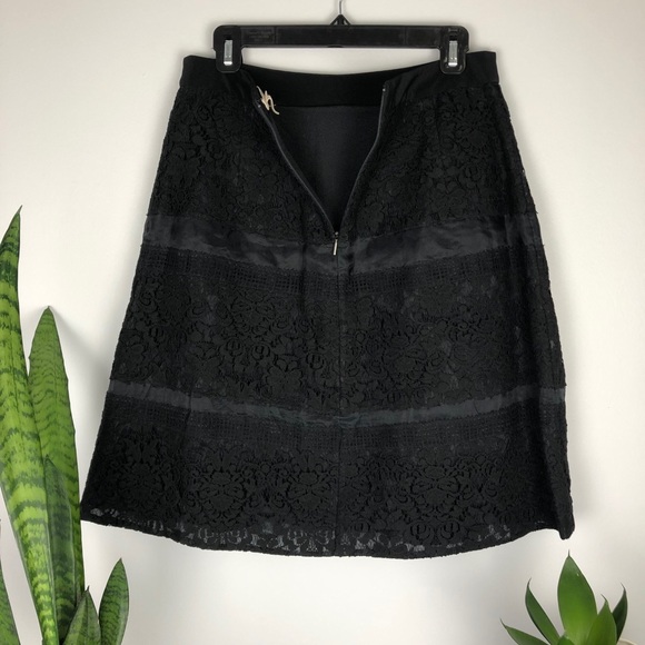 Rebecca Taylor BLACK Pleated Silk Lace Skirt - Picture 8 of 12